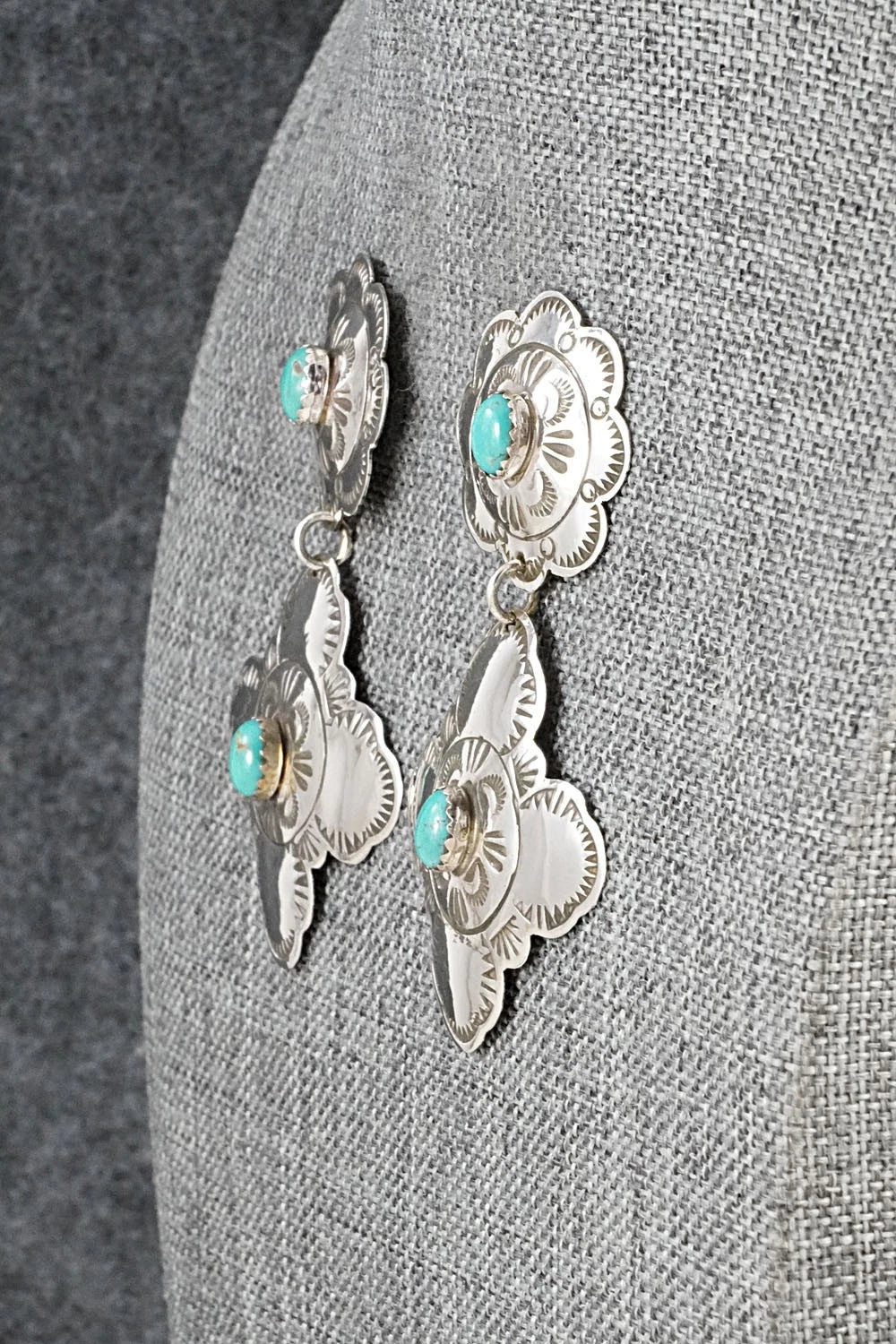 Turquoise & Sterling Silver Earrings - Bertha Begay