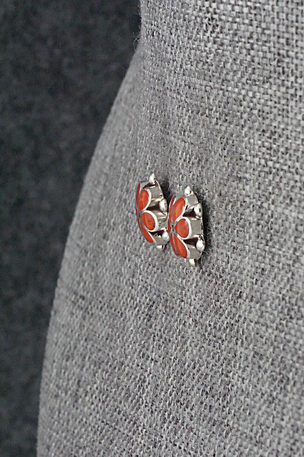 Coral & Sterling Silver Earrings - Bernadette Hattie