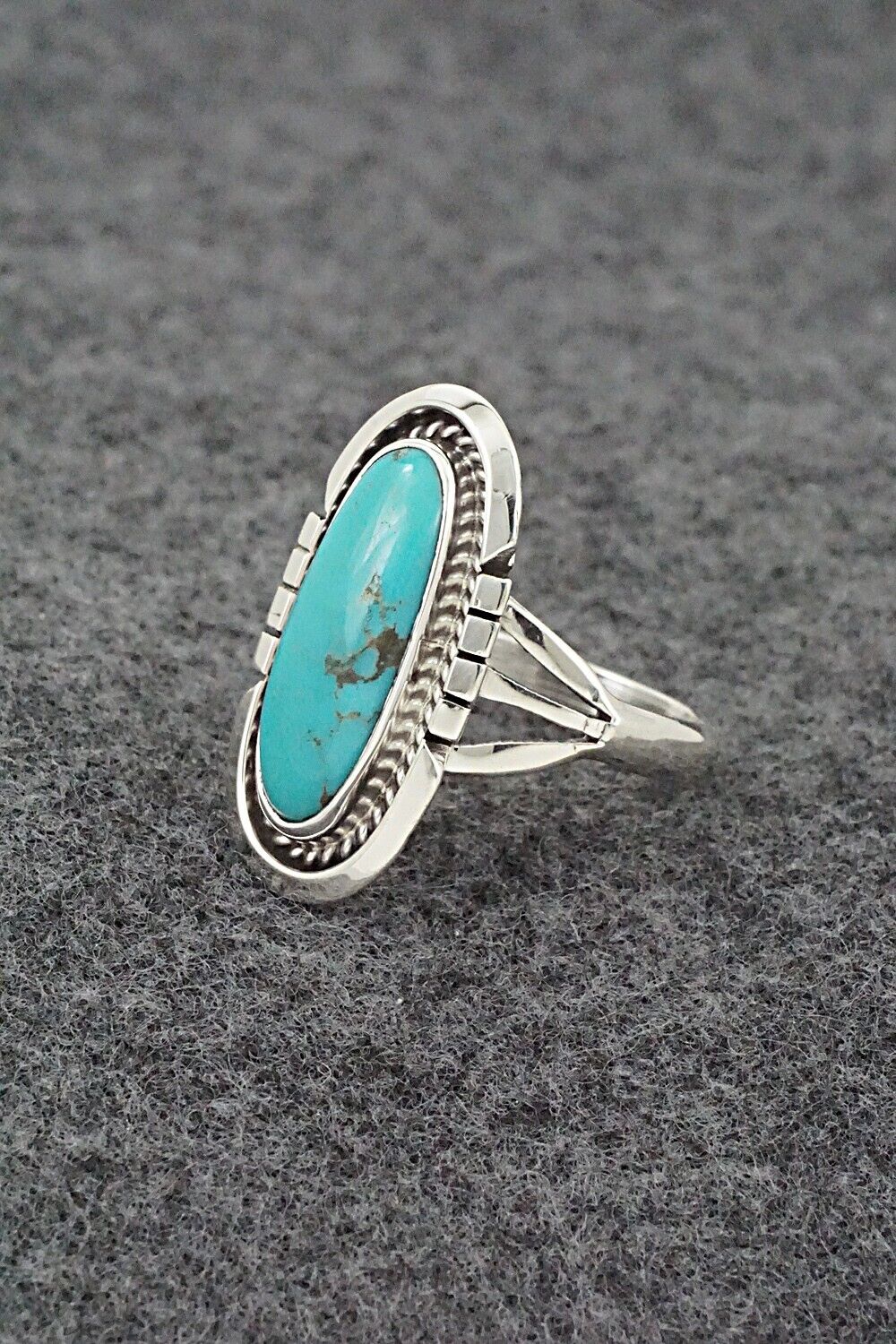 Turquoise & Sterling Silver Ring - Samuel Yellowhair - Size 8.5