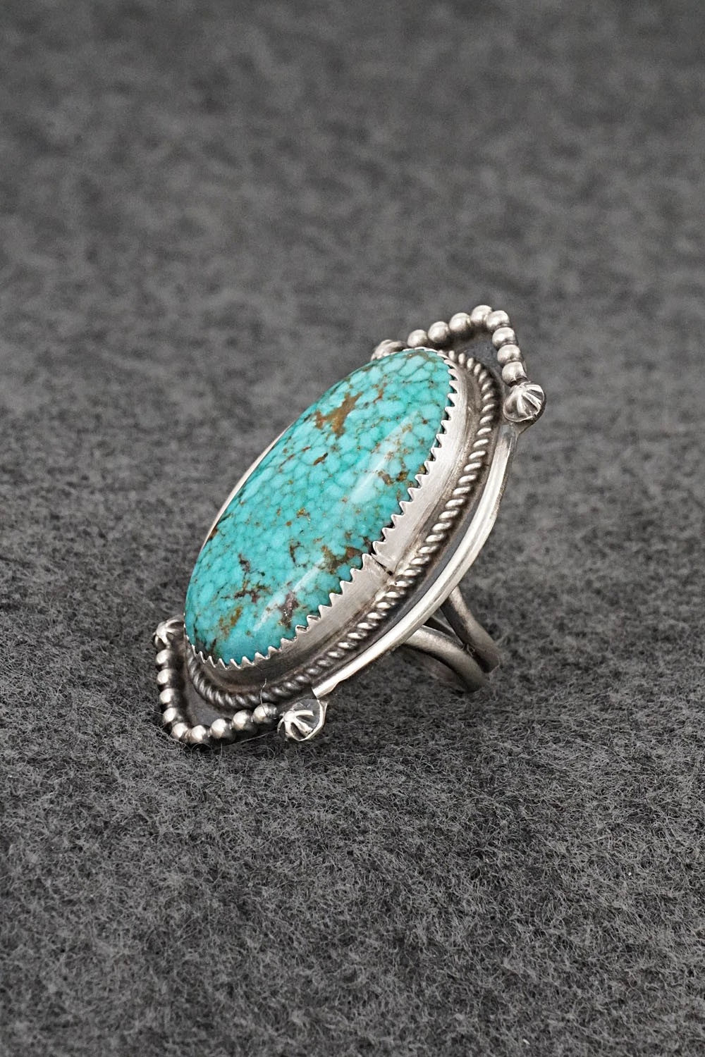 Turquoise & Sterling Silver Ring - Leslie Nez - Size 7