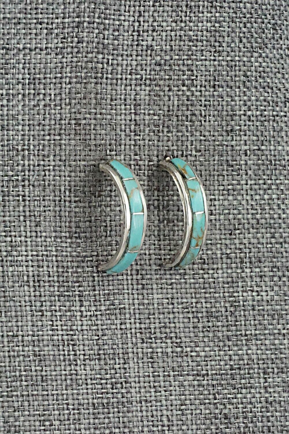 Turquoise & Sterling Silver Hoop Earrings - Alton Tom