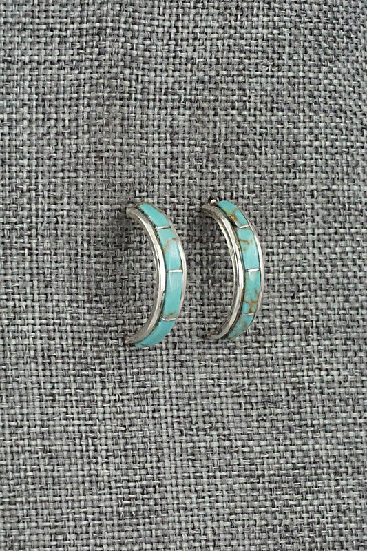 Turquoise & Sterling Silver Hoop Earrings - Alton Tom