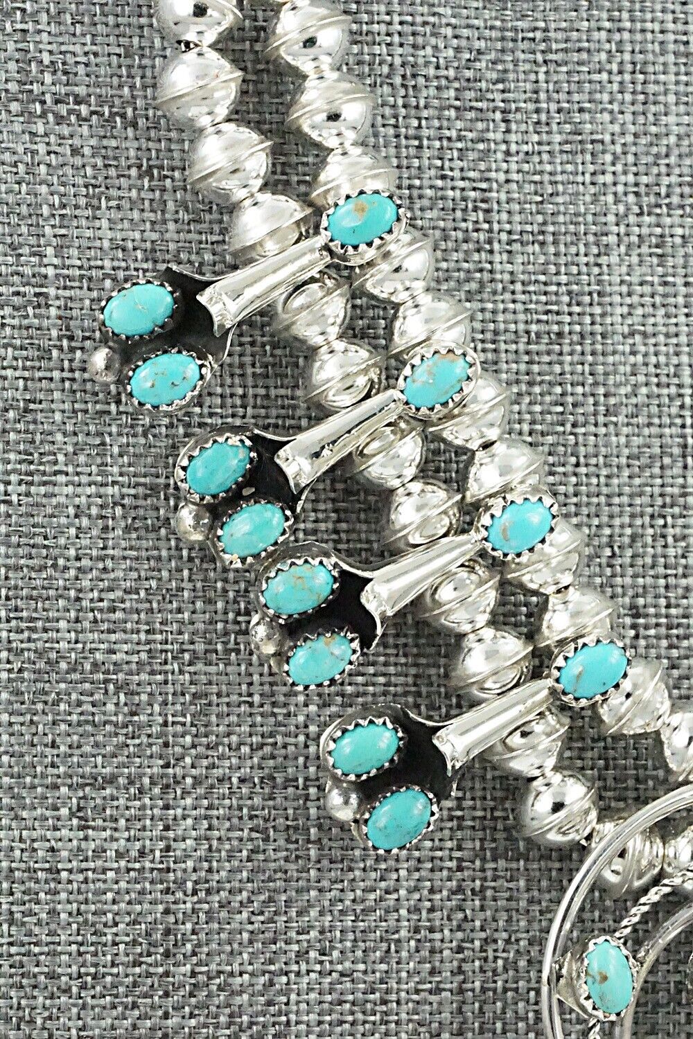 Turquoise & Sterling Silver Mini Squash Blossom Set - Phil Garcia