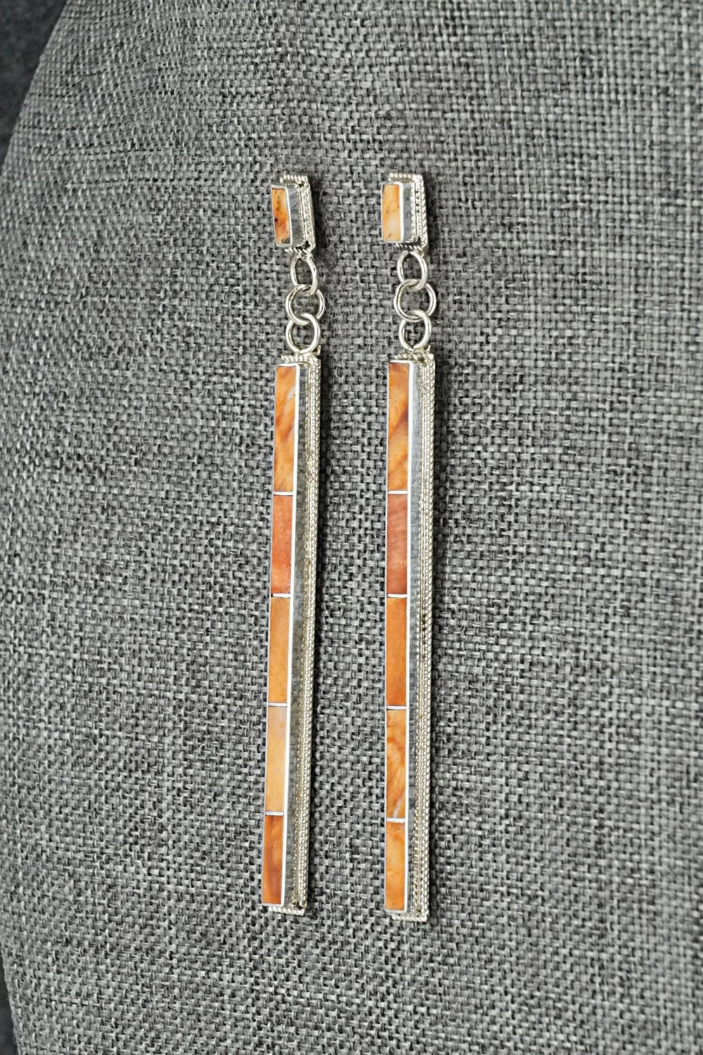 Spiny Oyster & Sterling Silver Earrings - Ricky Booqua