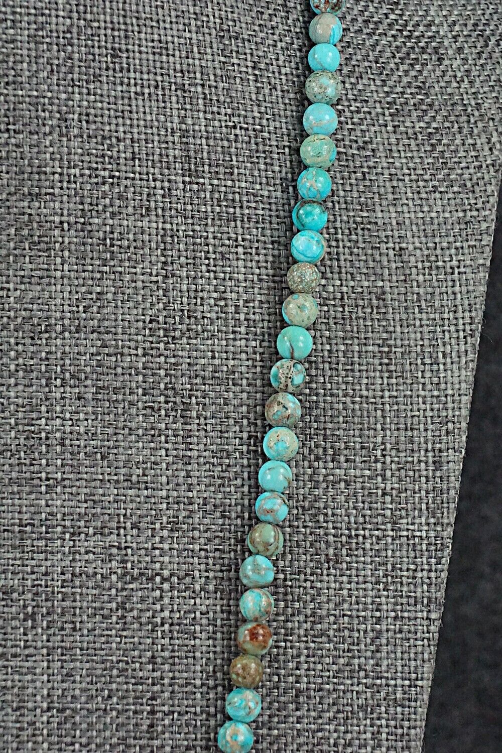 Turquoise, Shell & Sterling Silver Necklace 24" - Ramona Calavaza