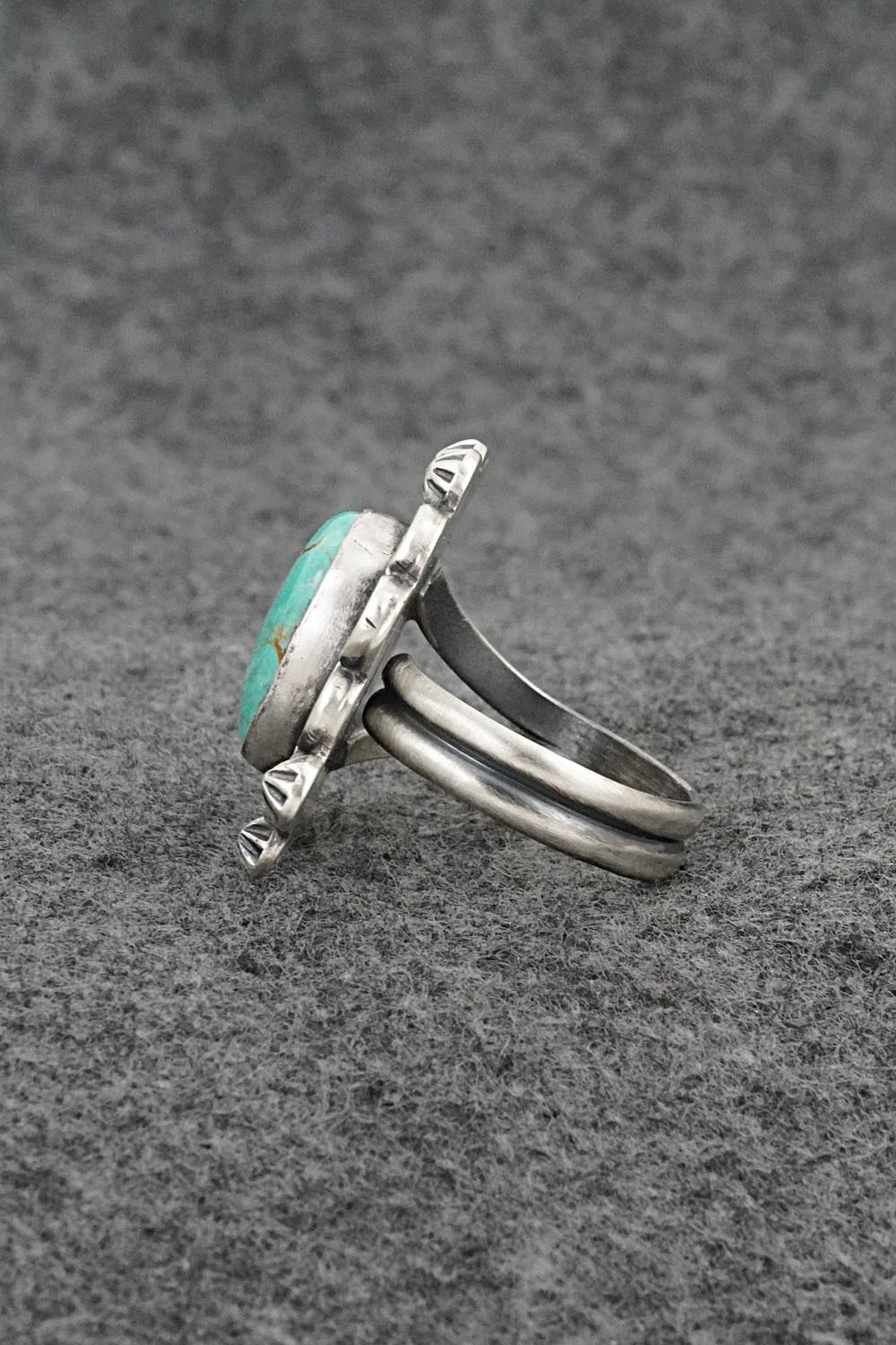 Turquoise & Sterling Silver Ring - Bobby Johnson - Size Adjustable