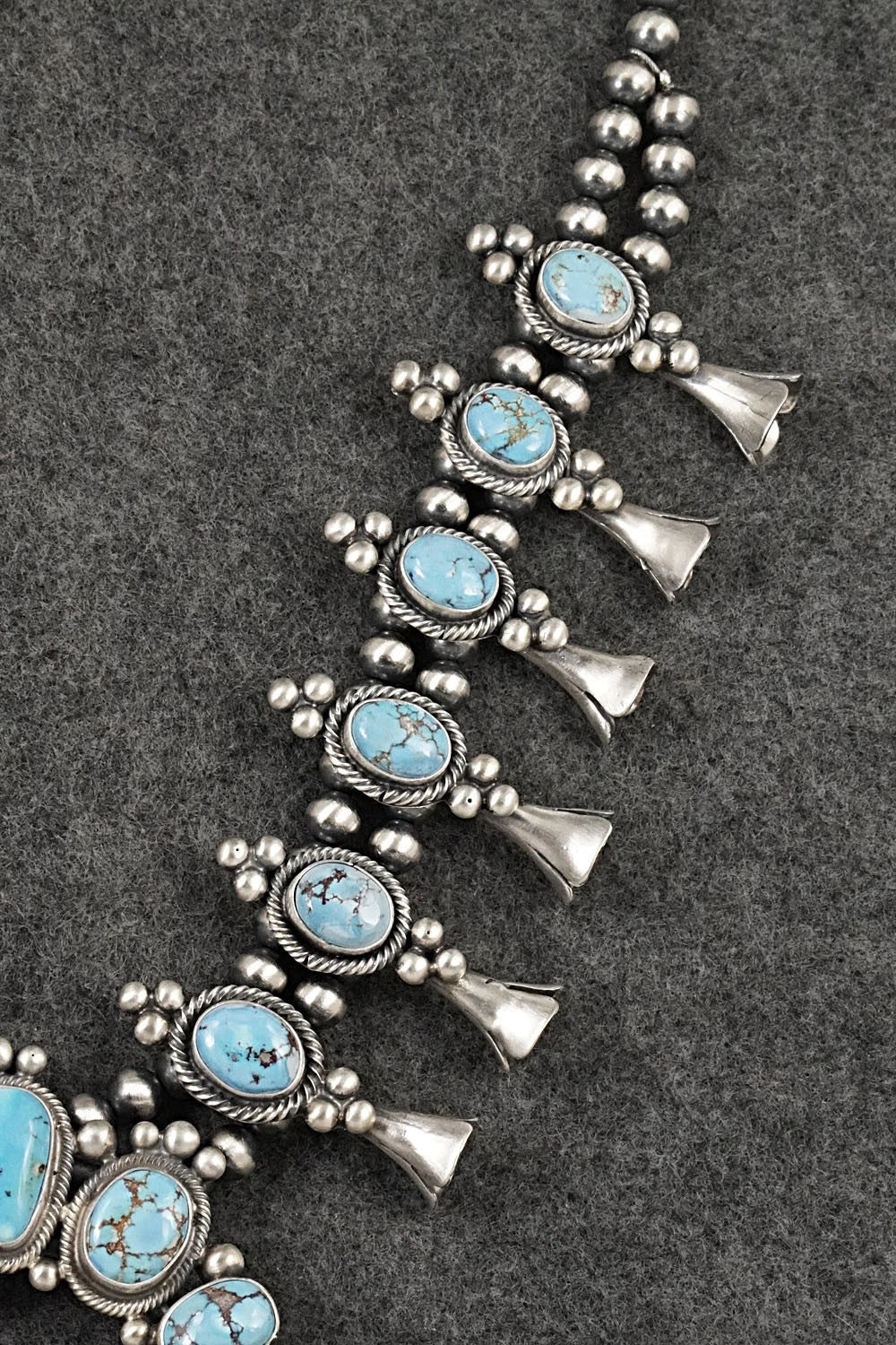 Turquoise & Sterling Silver Squash Blossom Set - Paul Livingston