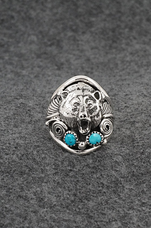 Turquoise & Sterling Silver Ring - Jeanette Saunders - Size 10.5
