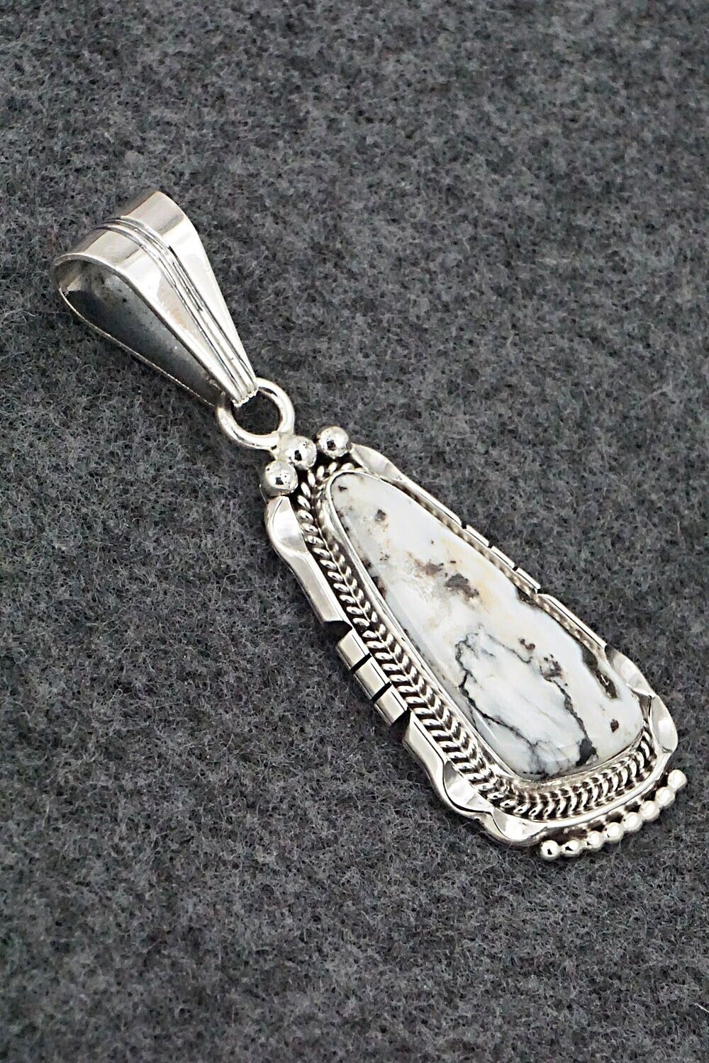 White Buffalo & Sterling Silver Pendant - Samuel Yellowhair