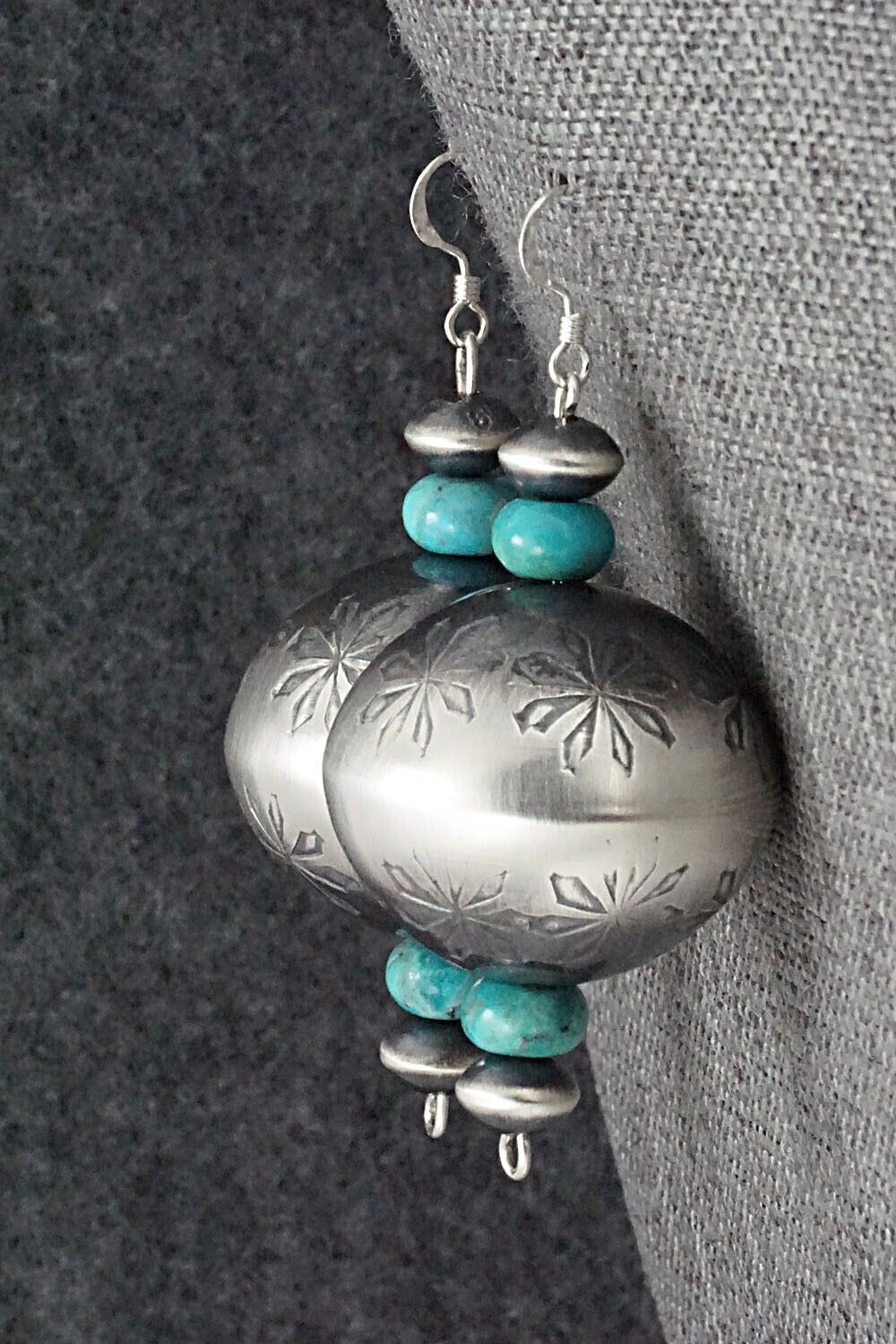 Turquoise & Sterling Silver Navajo Pearl Earrings - Tonisha Haley