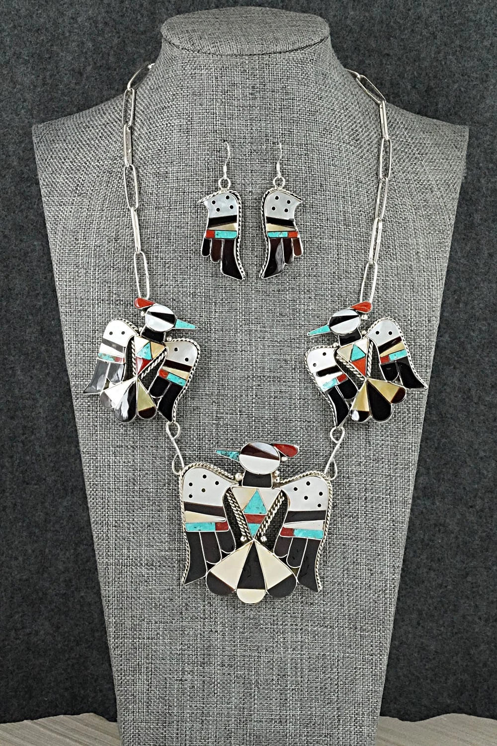 Multi-Stone & Sterling Silver Inlay Necklace Set - Corraine Shack
