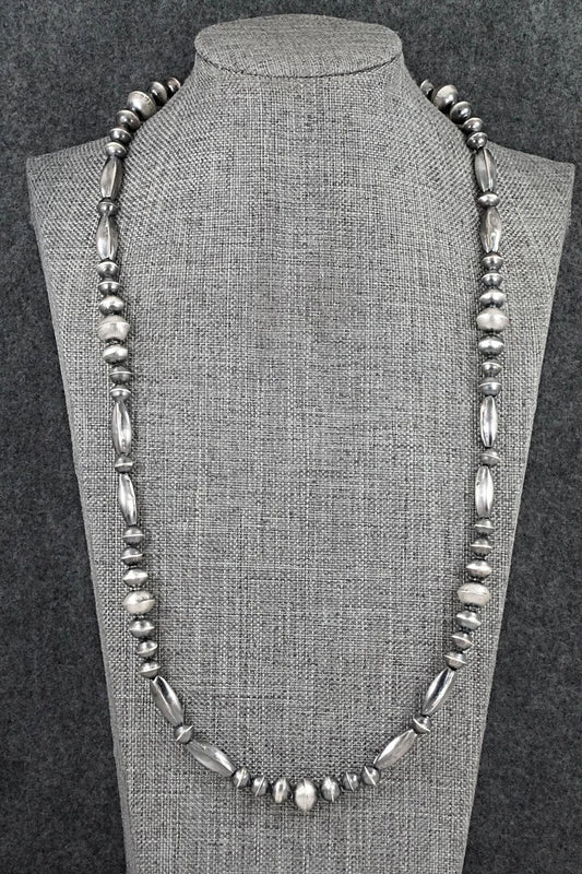 Sterling Silver Navajo Pearl Necklace 24" - Vintage