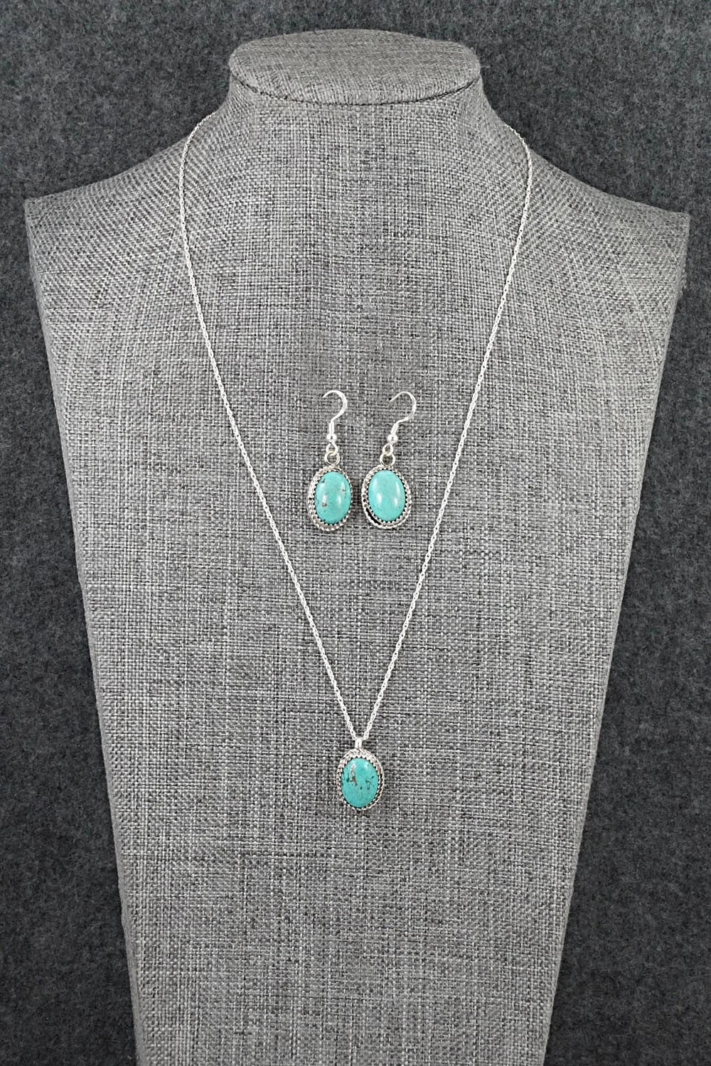 Turquoise & Sterling Silver Necklace Set - Murray Hannaweeka