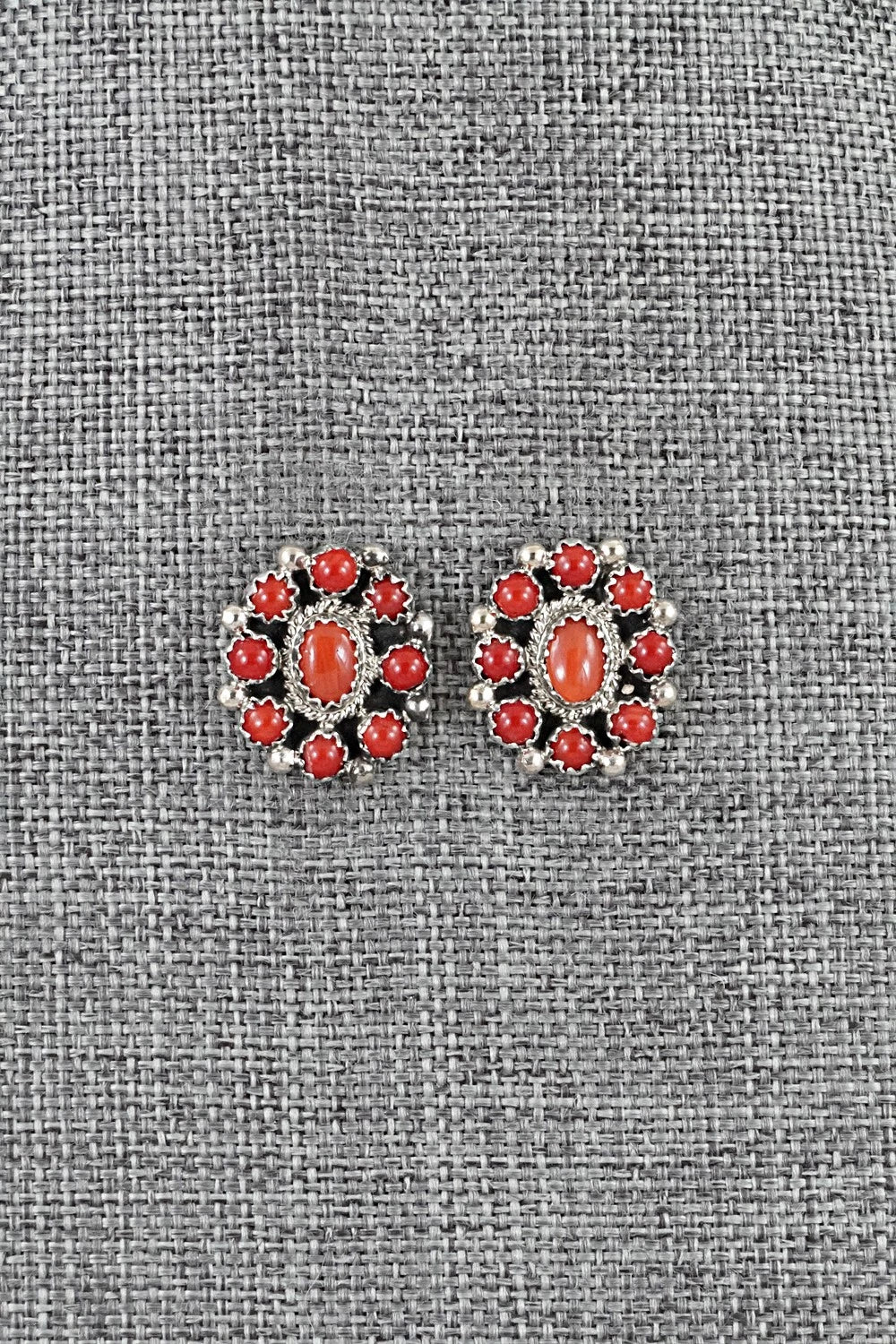 Coral & Sterling Silver Earrings - Nathaniel Curley