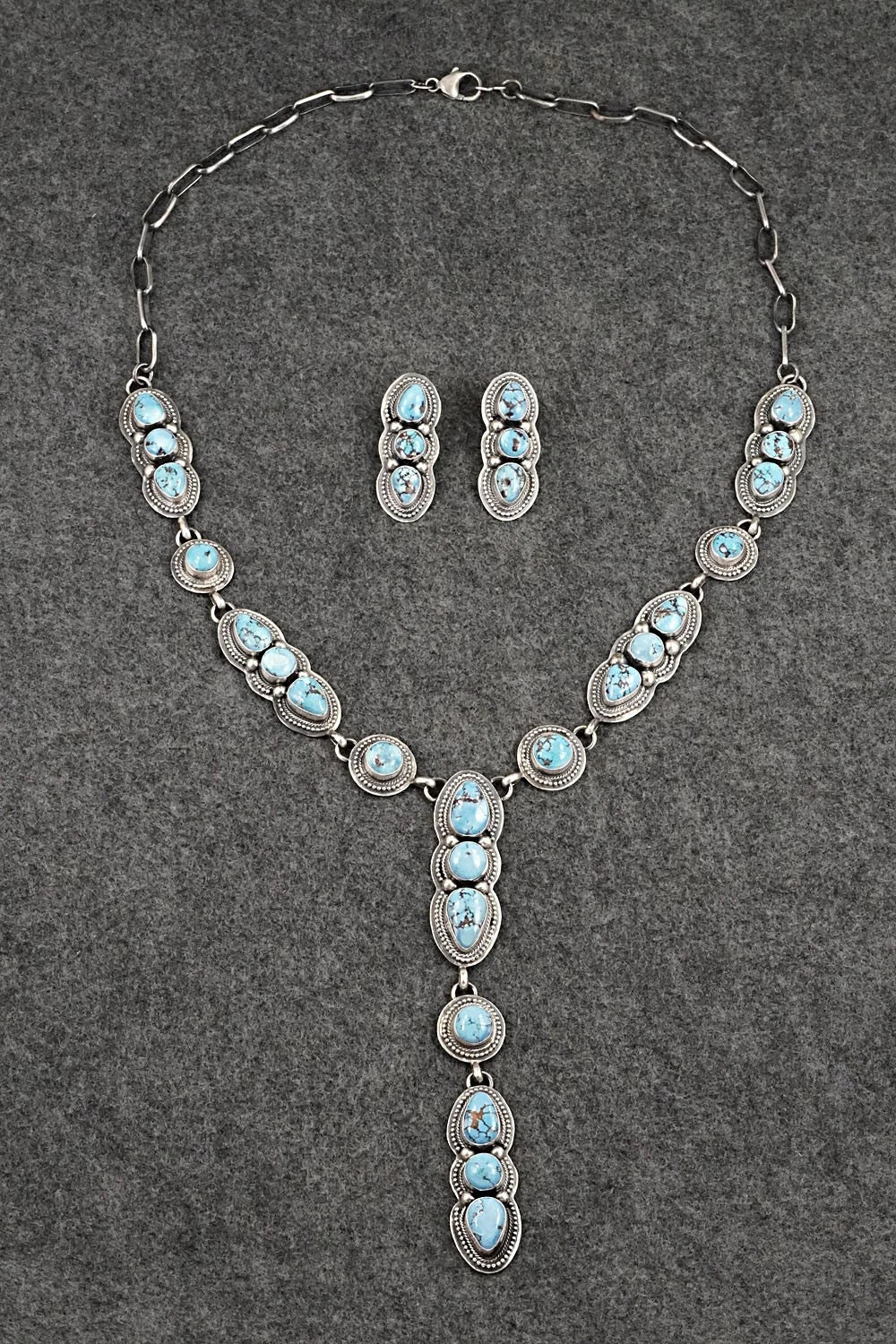 Turquoise & Sterling Silver Necklace and Earrings Set - Kathleen Livingston