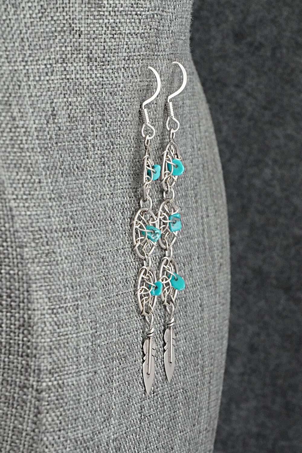 Turquoise & Sterling Silver Earrings - Lorenzo Arviso Jr.