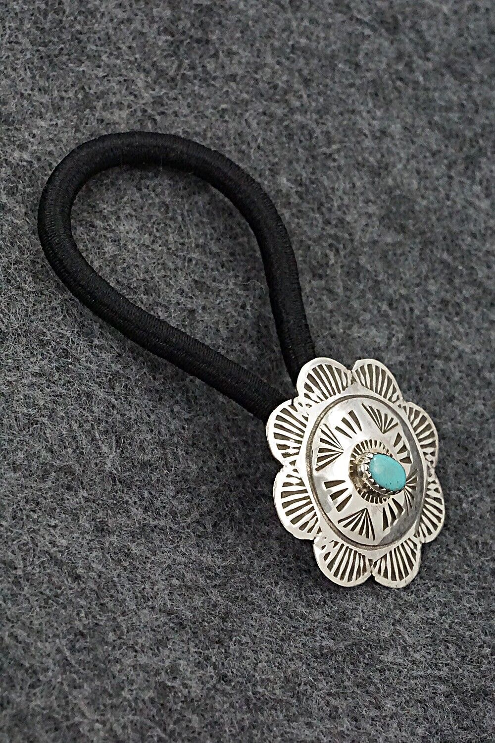 Turquoise & Sterling Silver Hair Tie - Bertha Begay