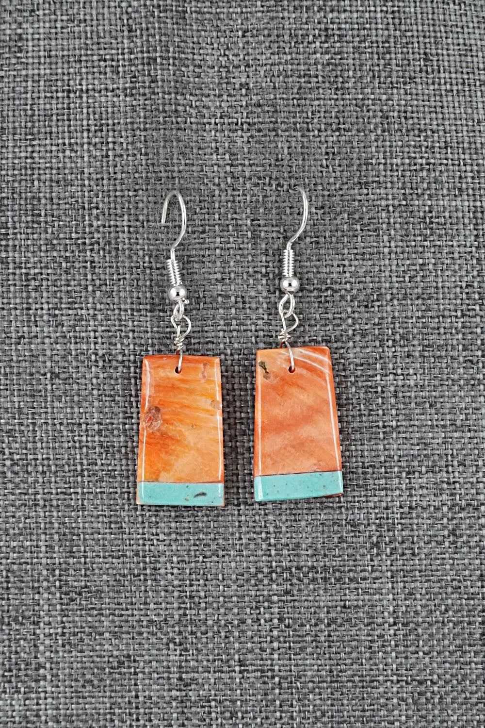 Spiny Oyster, Turquoise & Sterling Silver Earrings - Louise Pete