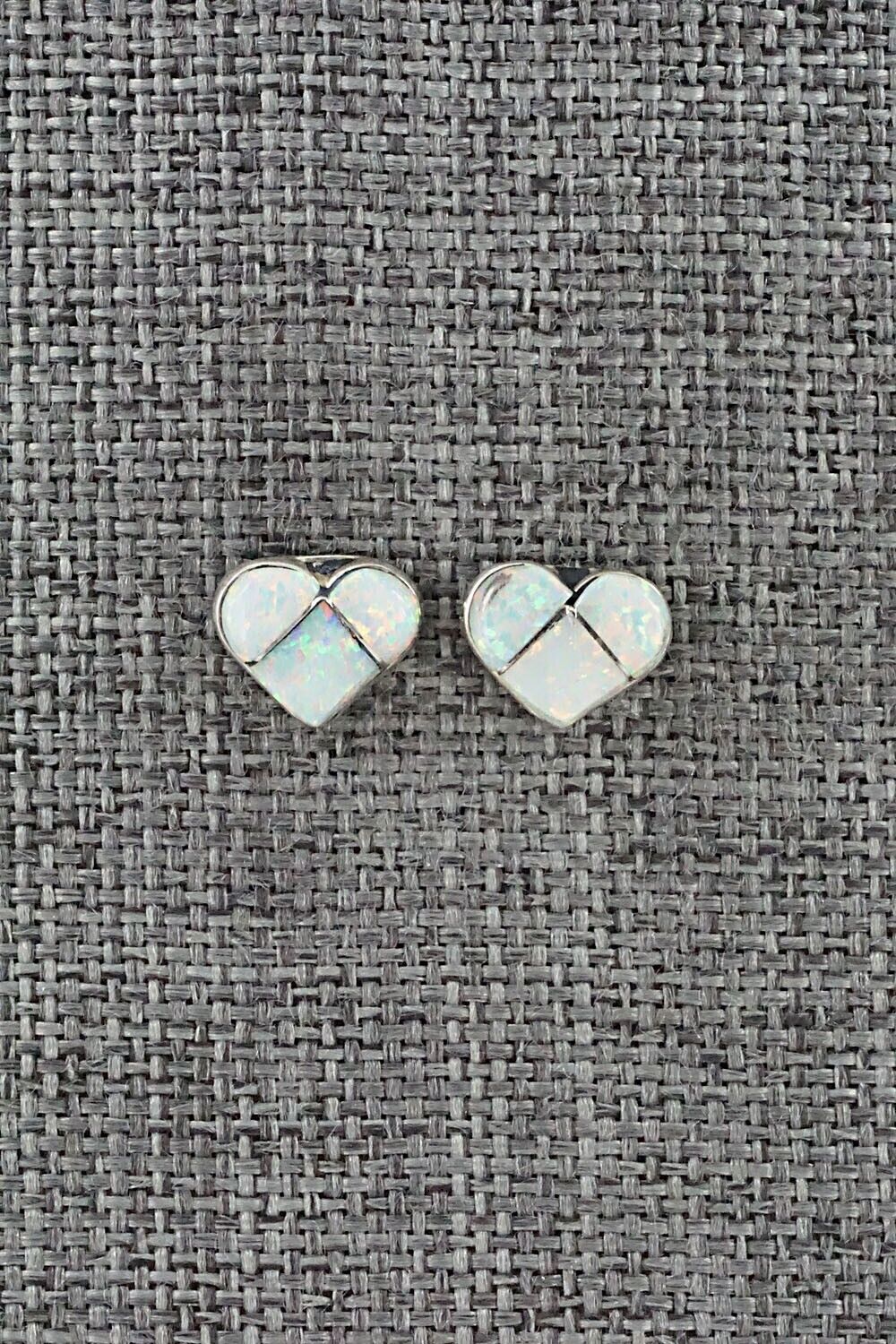 Opalite & Sterling Silver Inlay Earrings - Linda Chavez