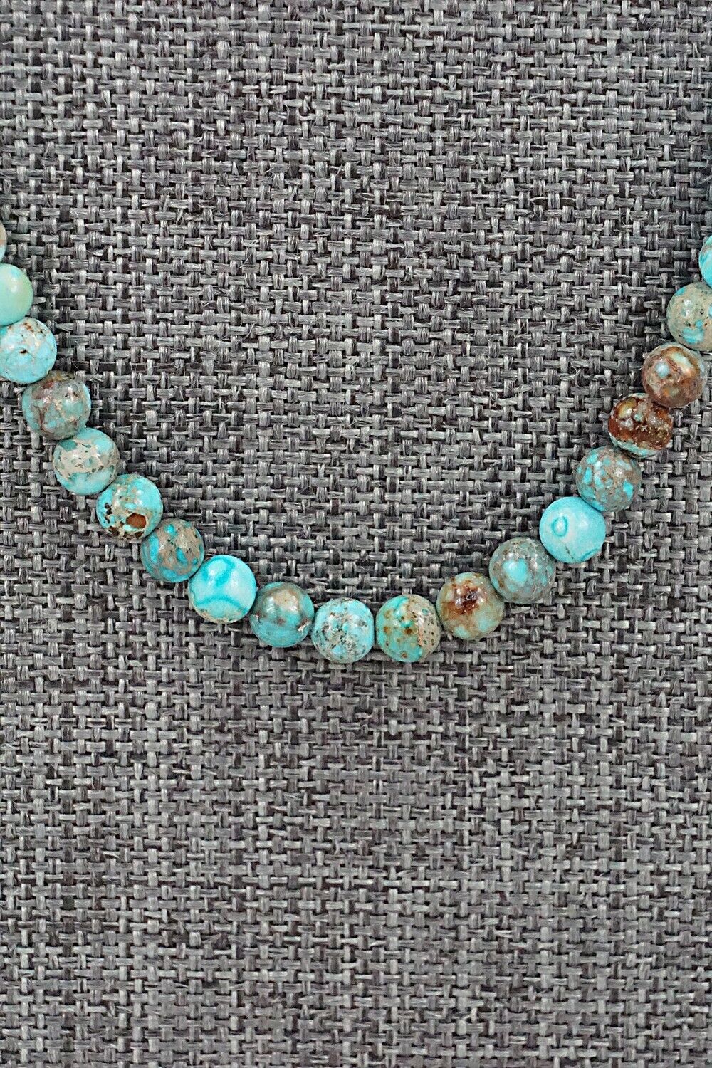 Turquoise, Shell & Sterling Silver Necklace 24" - Ramona Calavaza