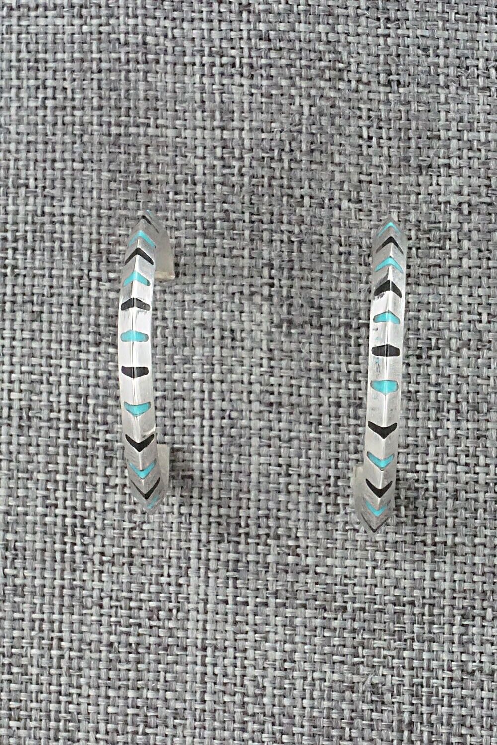 Turquoise, Onyx & Sterling Silver Earrings - Gilbert Weebothee
