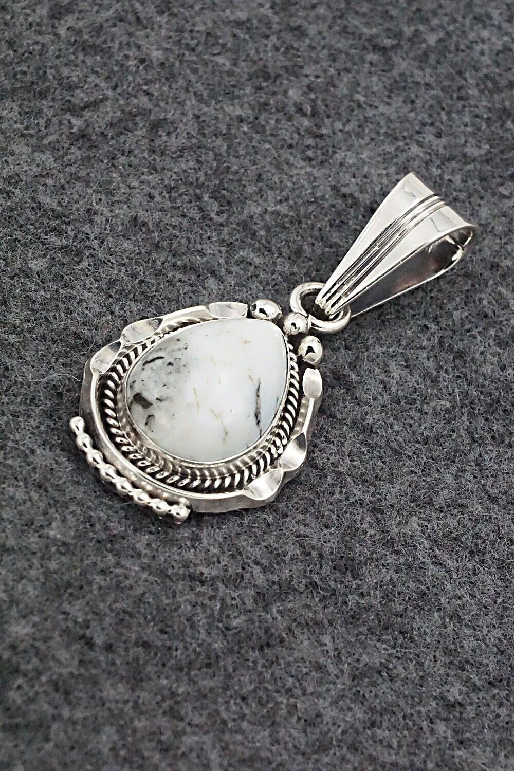 White Buffalo & Sterling Silver Pendant - Samuel Yellowhair