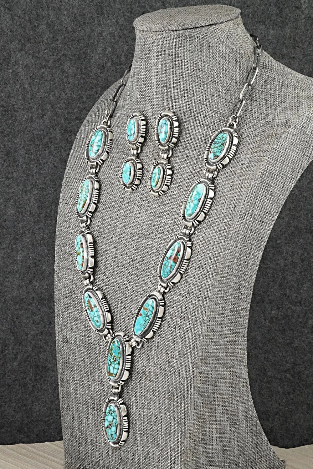 Turquoise & Sterling Silver Necklace and Earrings Set - Mark Yazzie