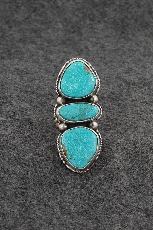 Turquoise & Sterling Silver Ring - Kathleen Livingston - Size 7.5 Adj.