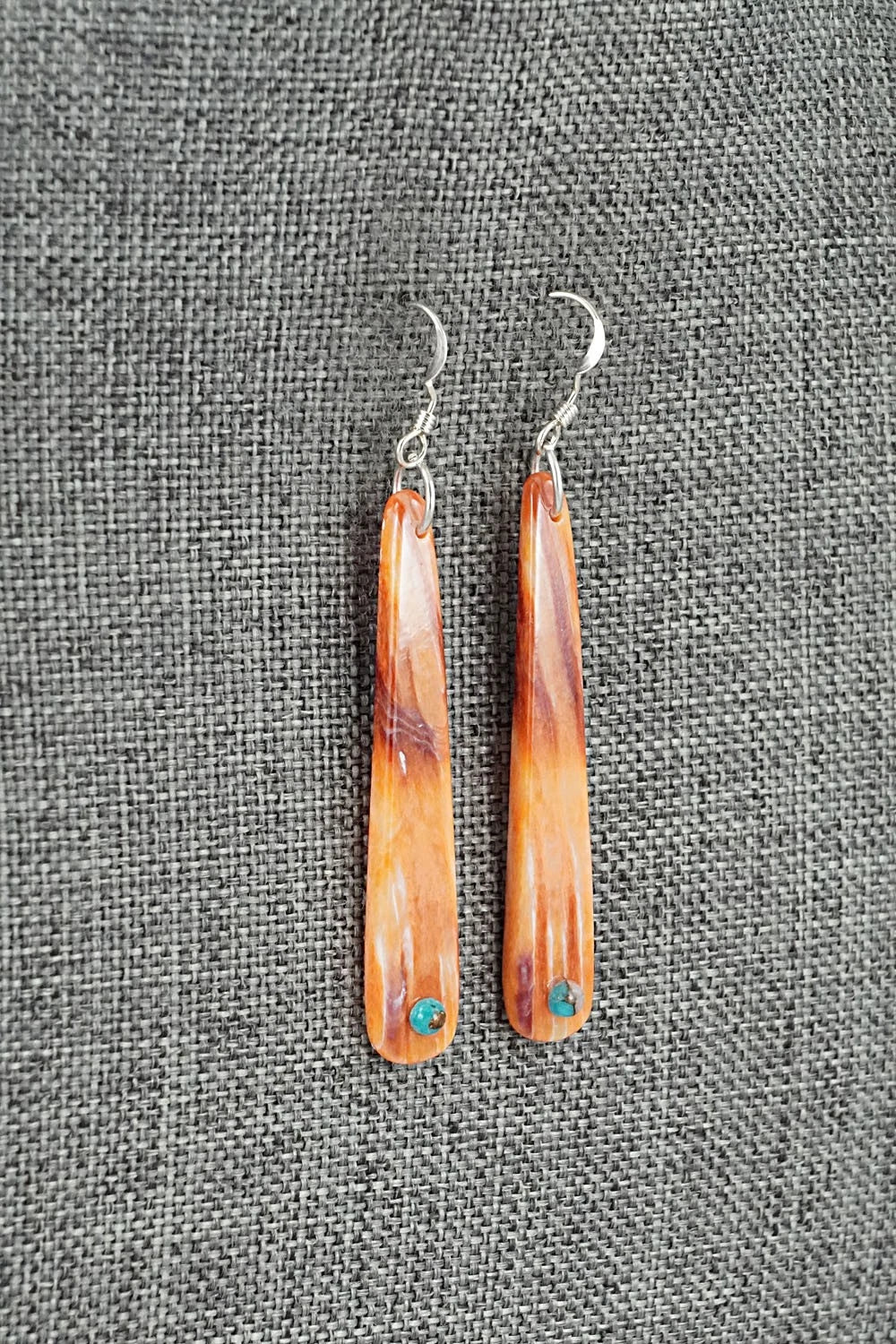 Spiny Oyster, Turquoise & Sterling Silver Earrings - Jesus Espino