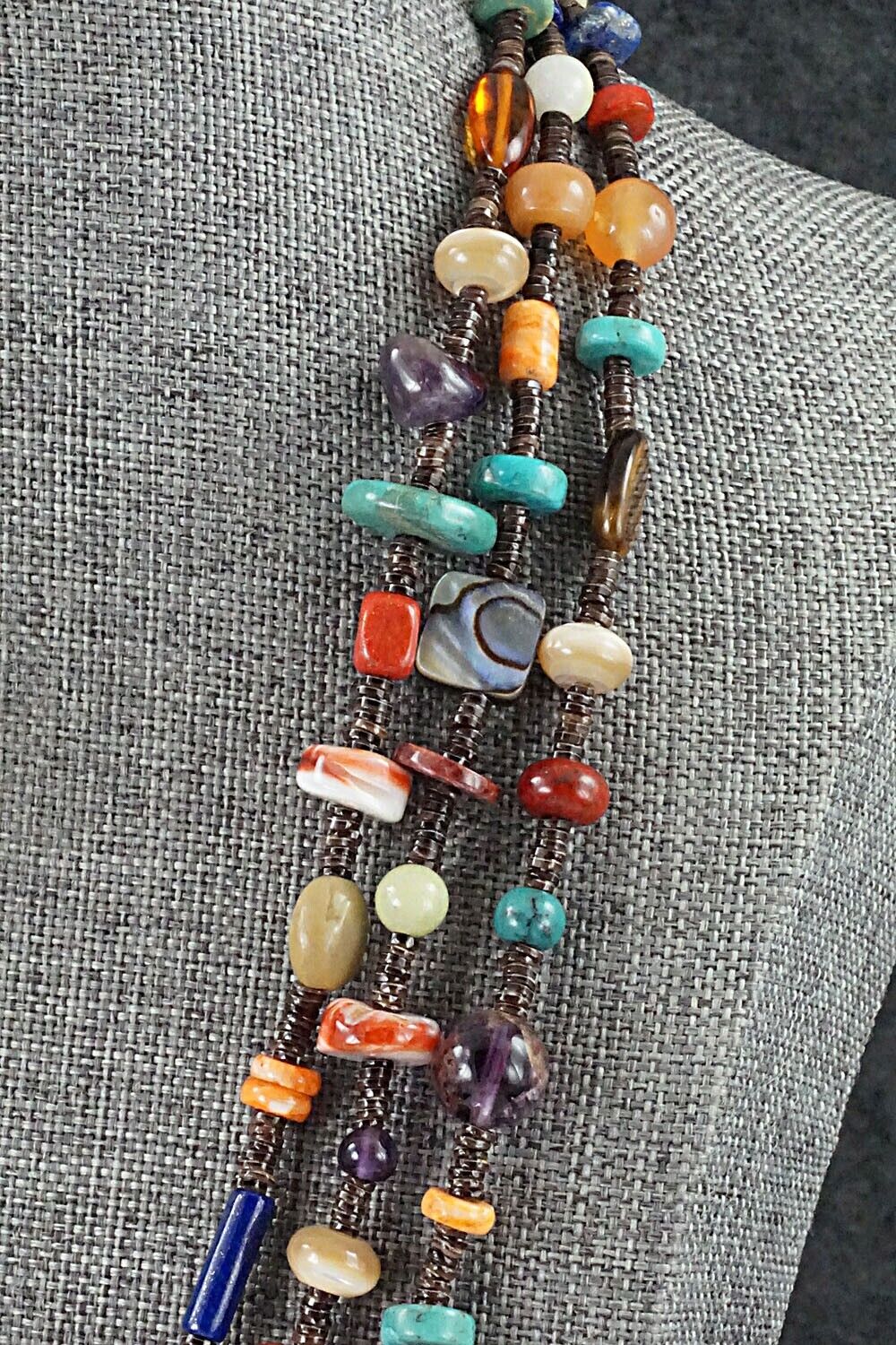 Multi-Stone and Sterling Silver Necklace - Helen Tsosie