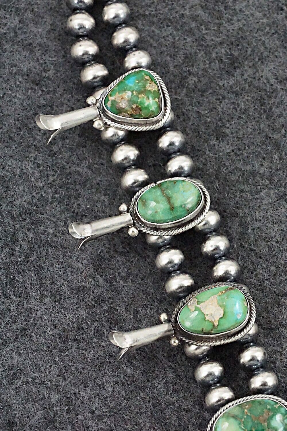 Turquoise & Sterling Silver Squash Blossom Necklace - Tom Lewis