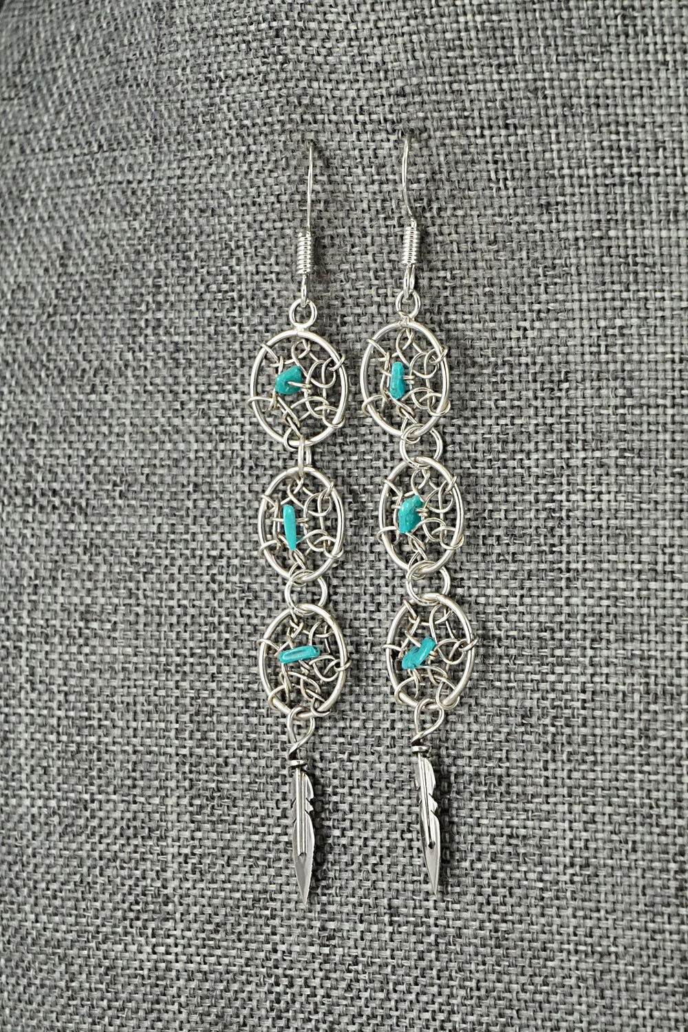 Turquoise & Sterling Silver Earrings - Lorenzo Arviso Jr.