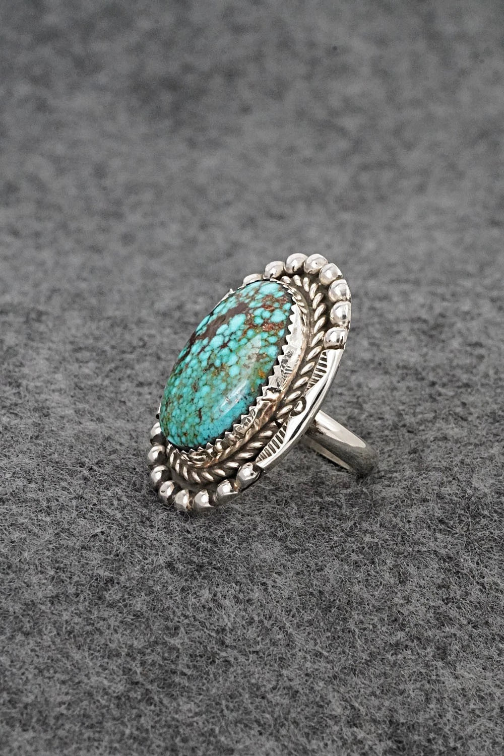 Turquoise & Sterling Silver Ring - Phil Nez - Size 8 Adj.