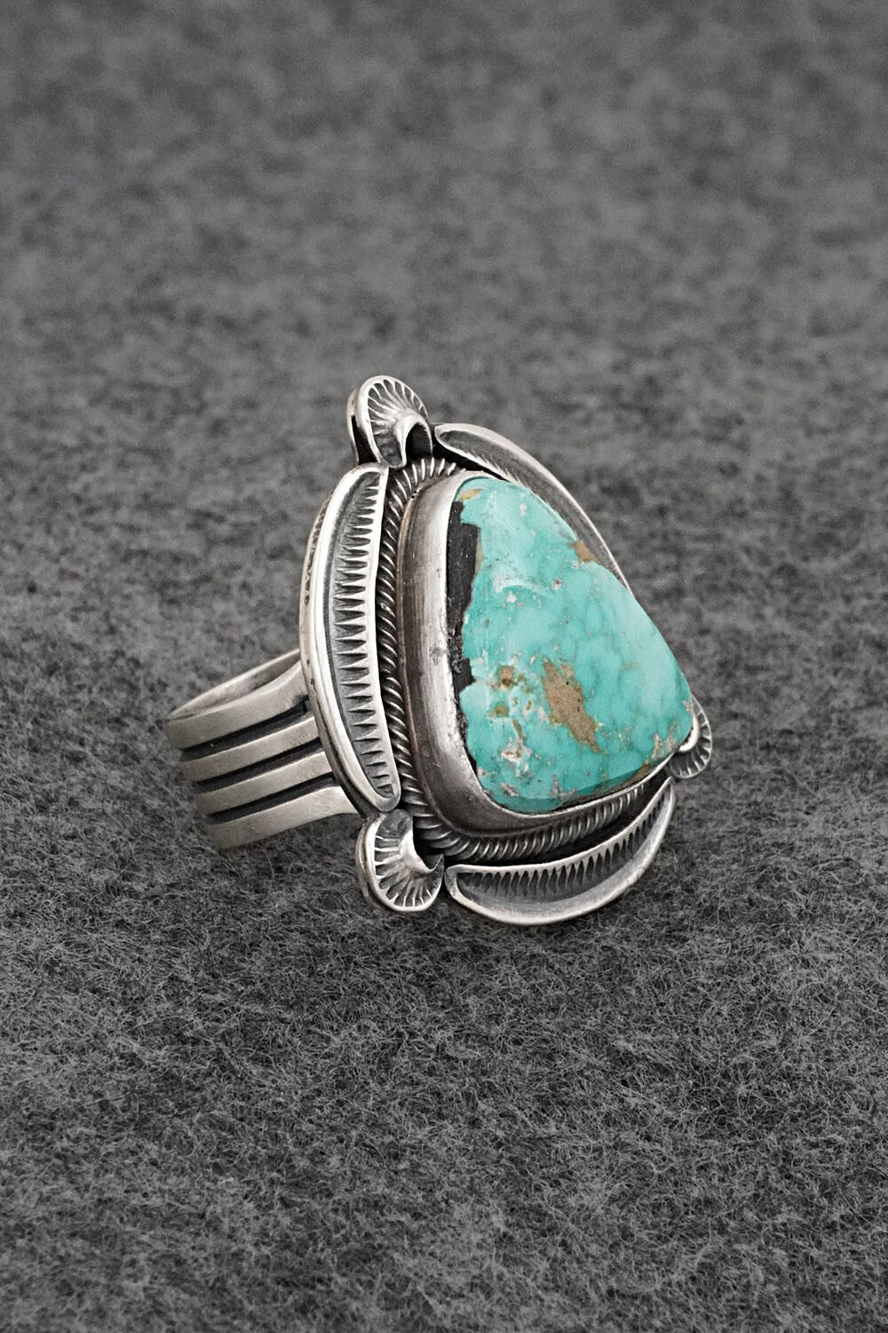Turquoise & Sterling Silver Ring - Randy Billy - Size 8