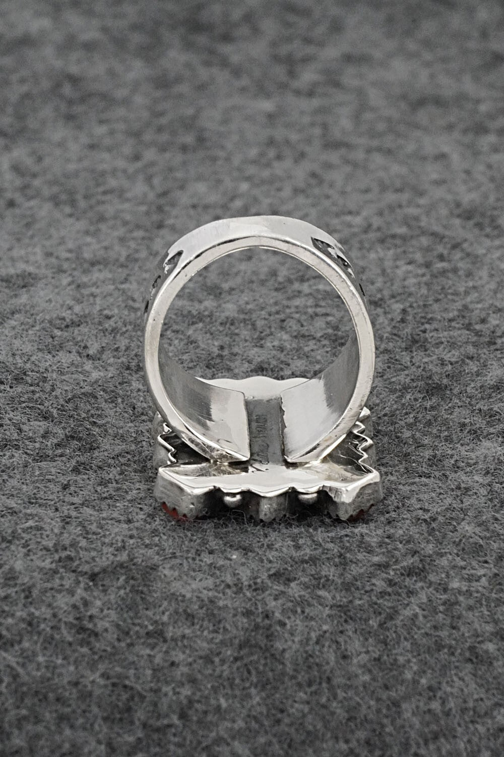 Coral & Sterling Silver Ring - Verley Betone - Size 7