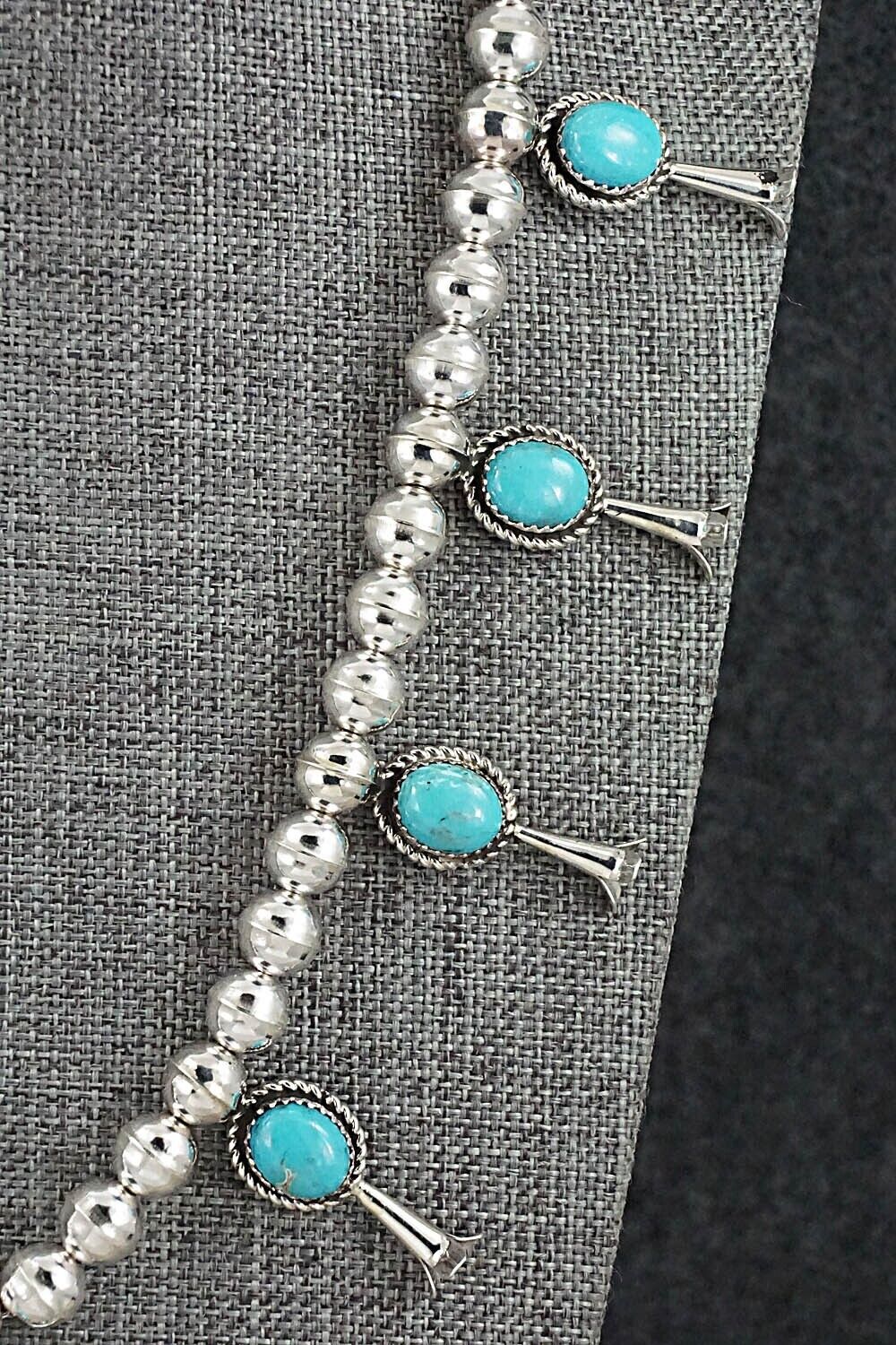Turquoise & Sterling Silver Squash Blossom Necklace - Phil Garcia
