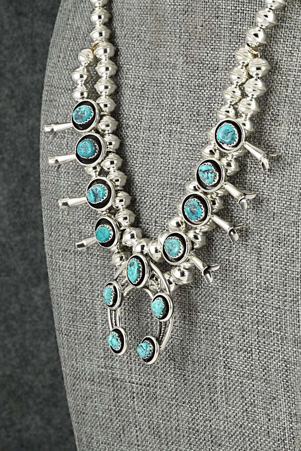 Turquoise & Sterling Silver Squash Blossom Set - Phil Garcia