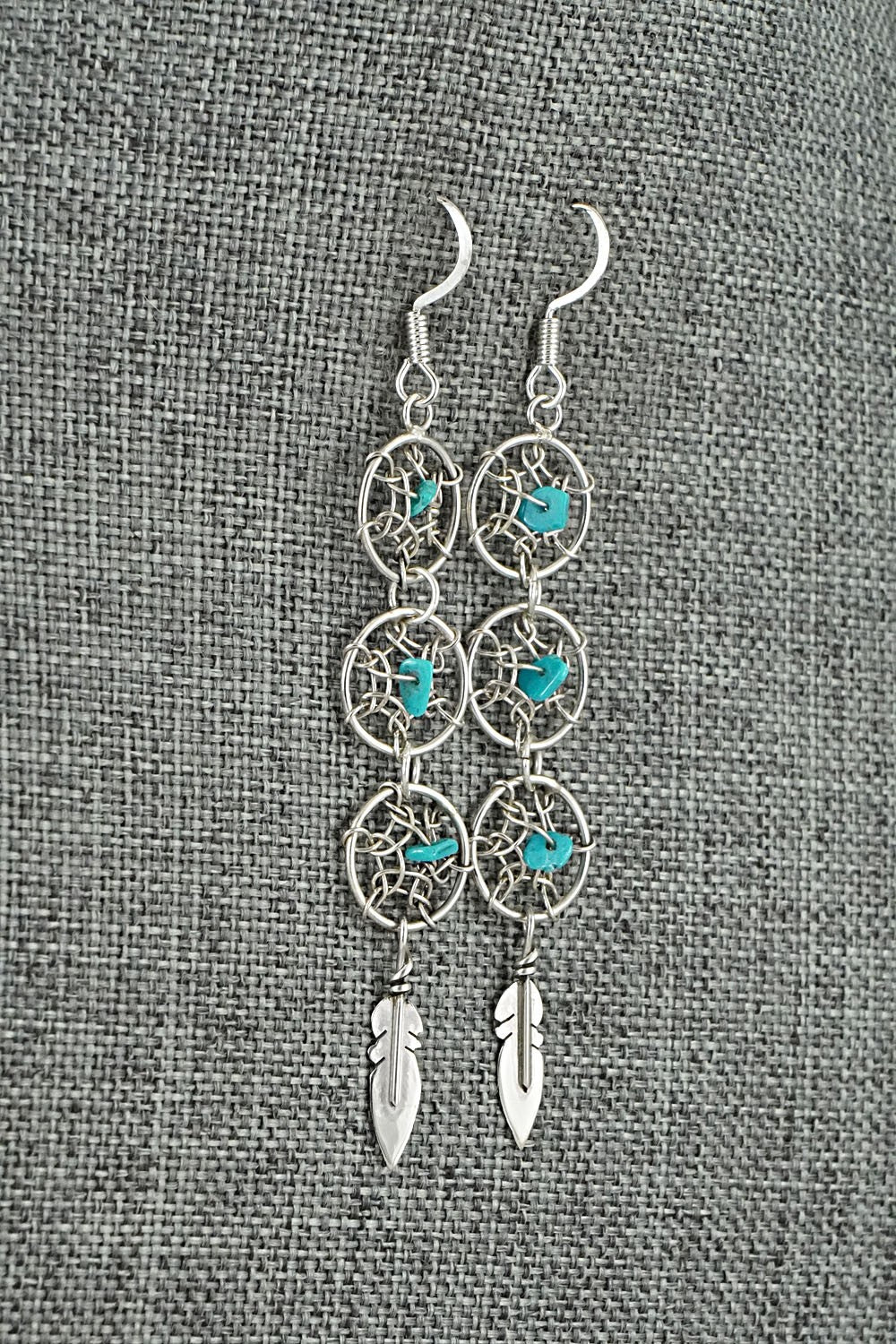 Turquoise & Sterling Silver Earrings - Lorenzo Arviso Jr.