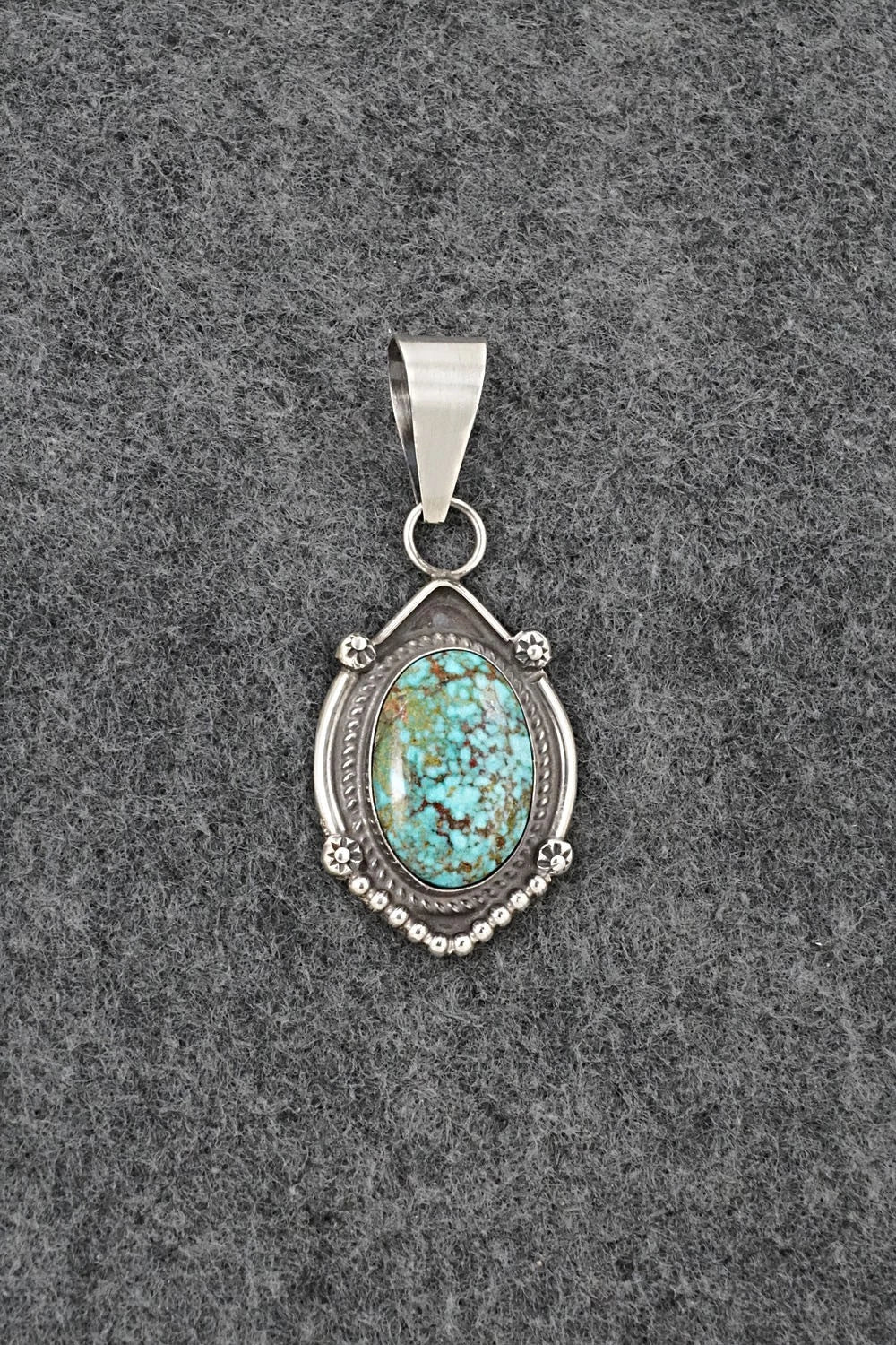 Turquoise & Sterling Silver Pendant - Leslie Nez