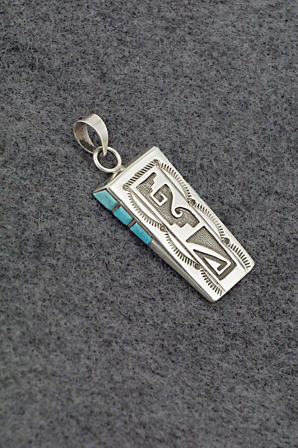 Turquoise & Sterling Silver Pendant - Leonard Jim