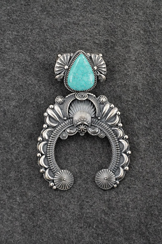 Turquoise & Sterling Silver Naja Pendant - Delbert Gordon
