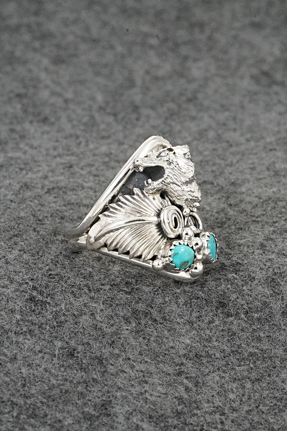 Turquoise & Sterling Silver Ring - Darrell Morgan - Size 12