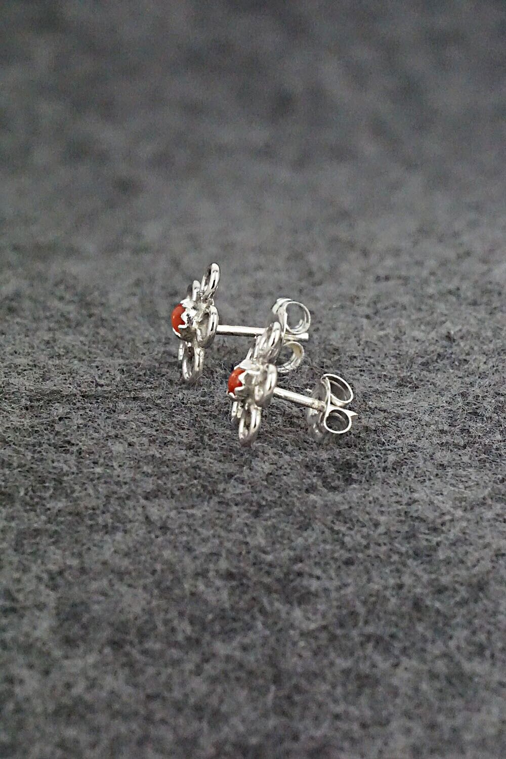 Coral & Sterling Silver Earrings - Sylvia Chee