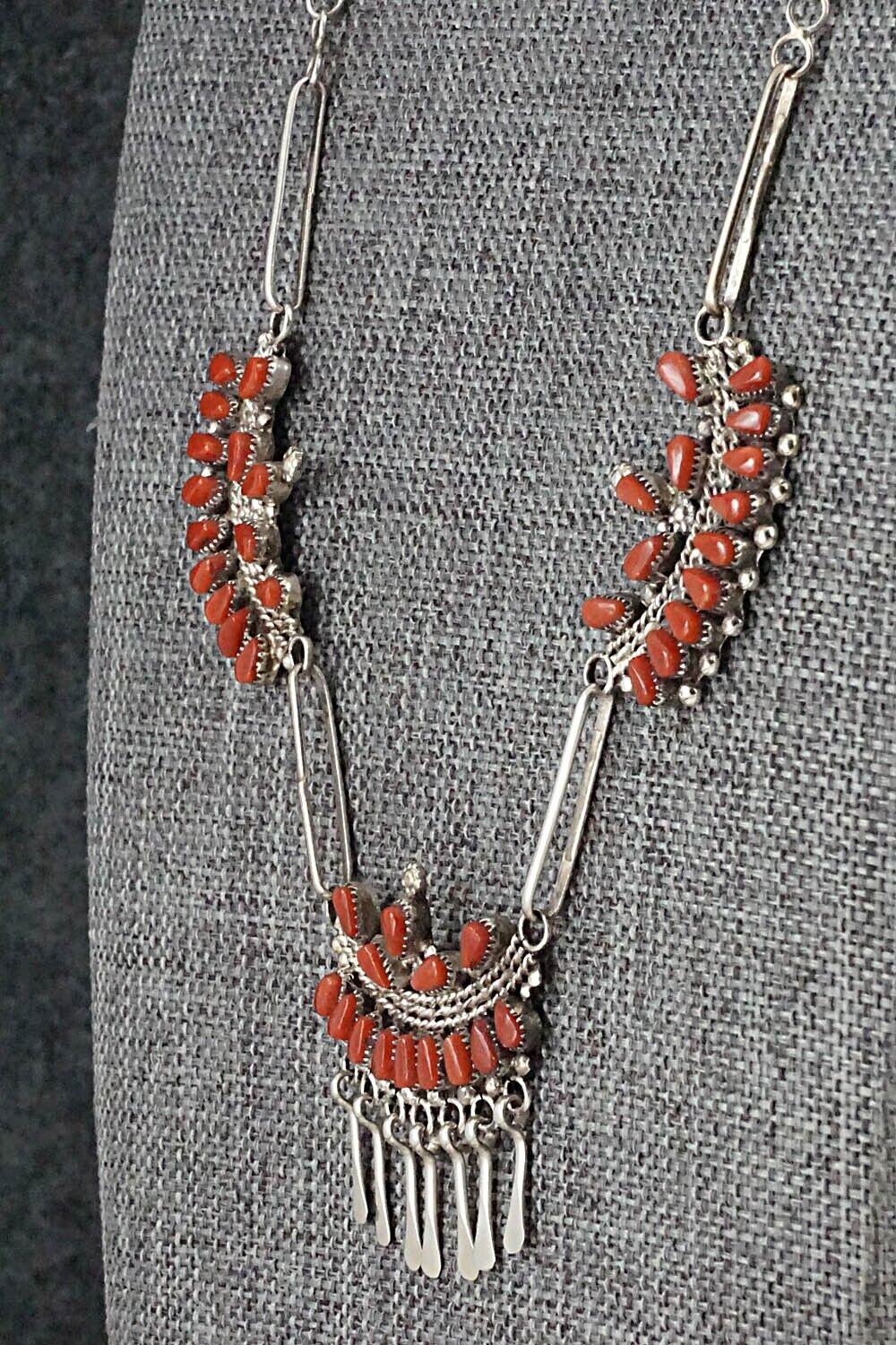 Coral & Sterling Silver Necklace Set - Florine Beyuka