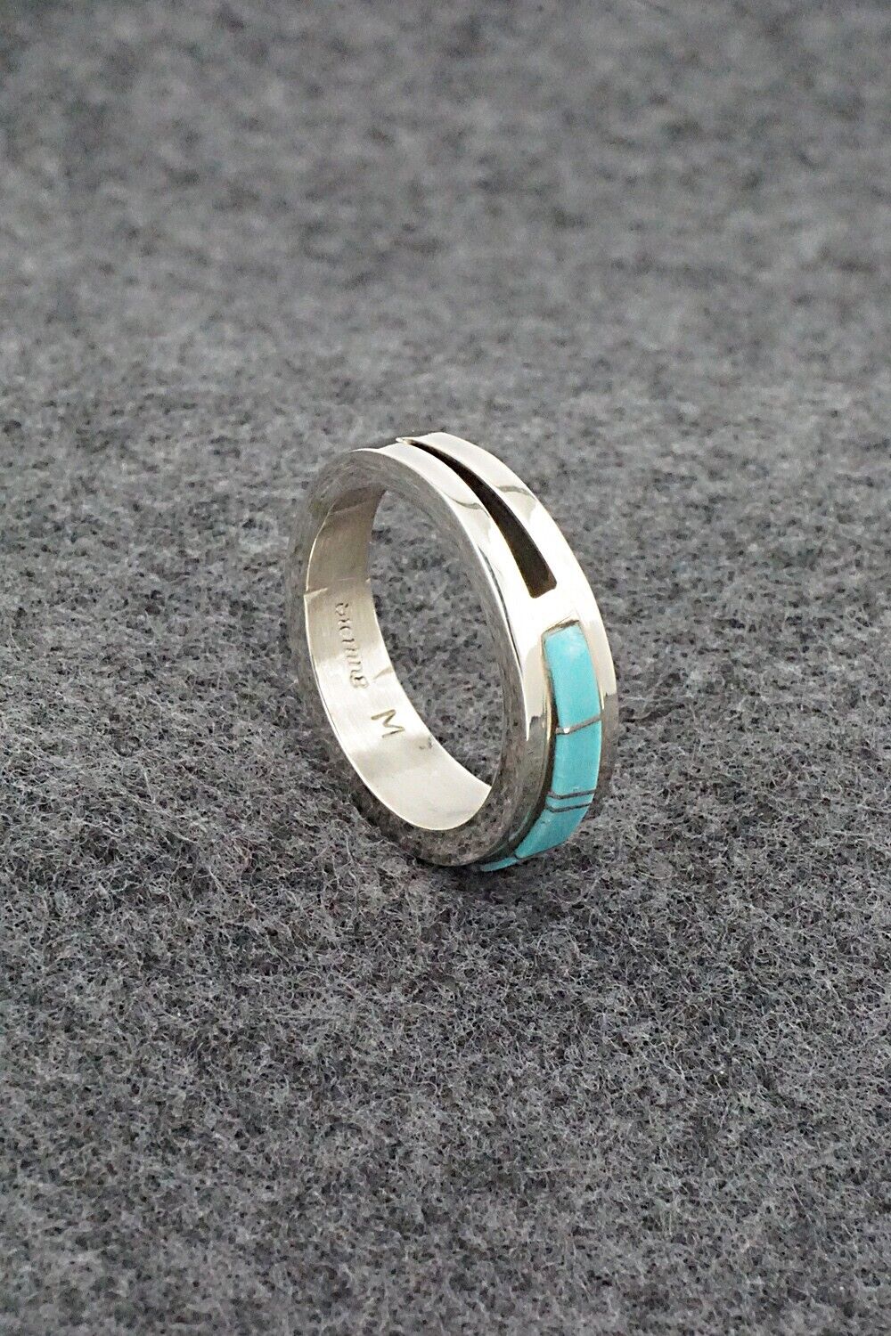 Turquoise & Sterling Silver Inlay Ring - Wilbert Muskett Jr. - Size 9.5