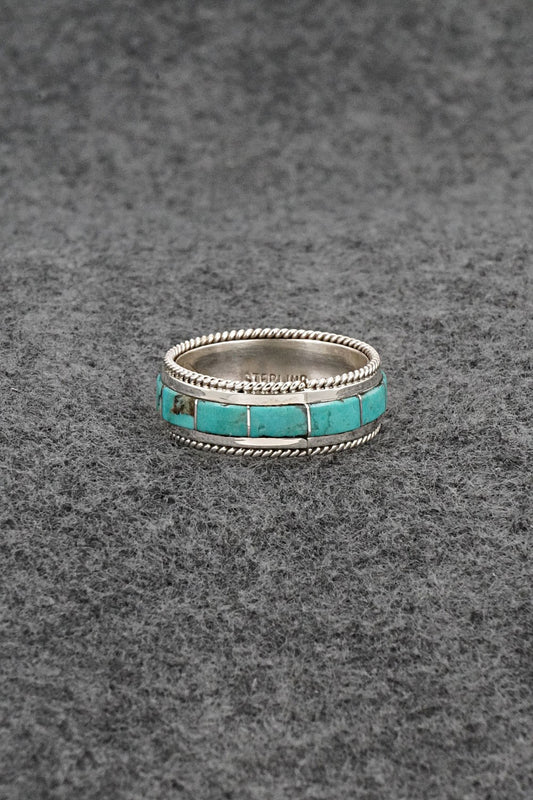 Turquoise & Sterling Silver Ring - Bruce Johnson - Size 9.5