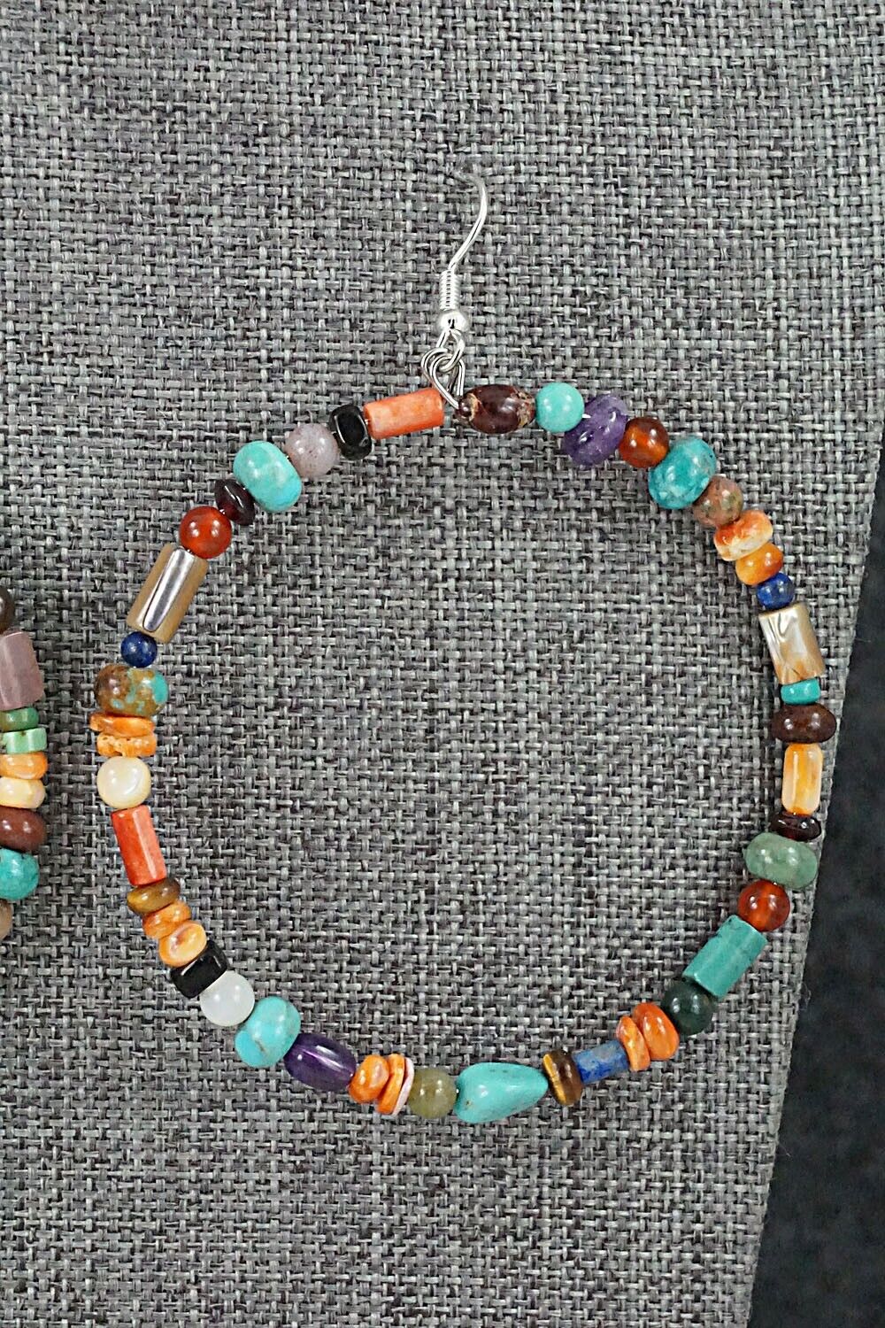 Multi-Stone & Sterling Silver Earrings - Helen Tsosie