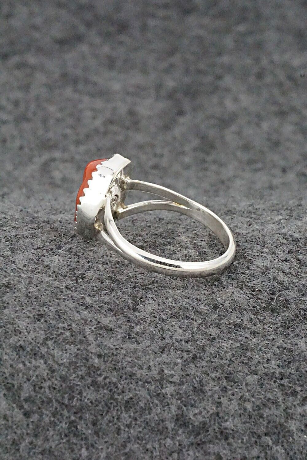 Coral & Sterling Silver Ring - Letricia Largo - Size 6