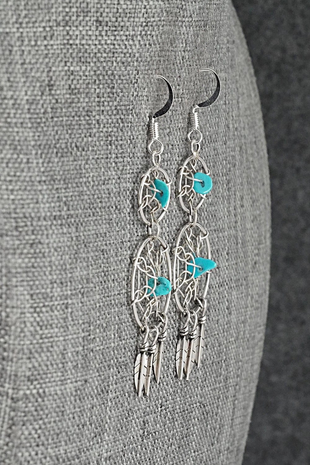 Turquoise & Sterling Silver Earrings - Lorenzo Arviso Jr.