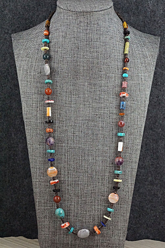 Multi-Stone and Sterling Silver Necklace - Helen Tsosie